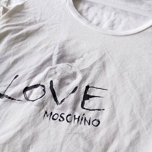 LOVE MOSCHINO White Round Neck Top | Size 8 - Picture 5 of 6